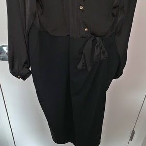 Deep V Black Pencil Skirt Dress